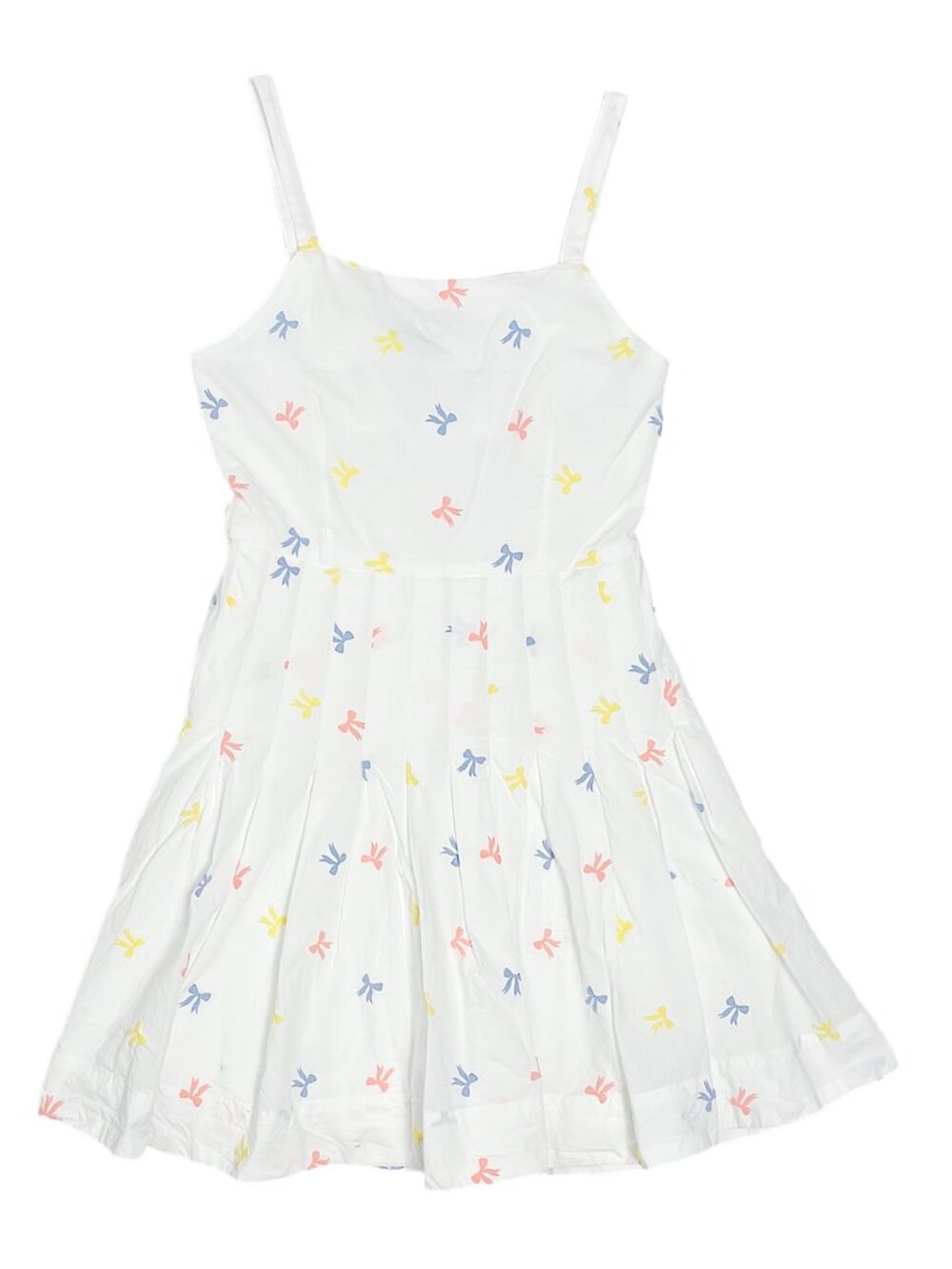 Girls Bow Print Open Back Cotton Sundress White Truce M 10 12